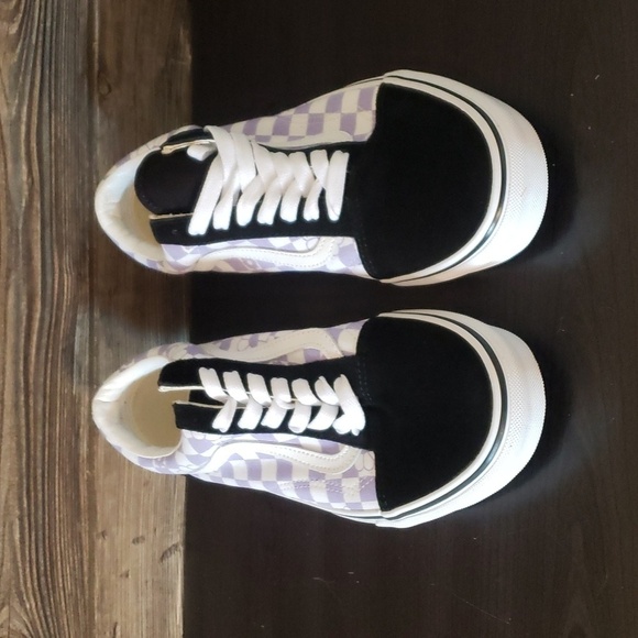 New Vans Old Skool Floral Check Lavender Purple White Black Sneakers - Picture 4 of 10